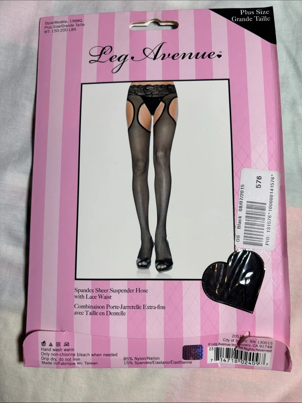 Leg Avenue Black Sheer Garter Tights with Lace Waist
